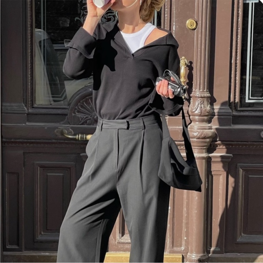 SOLD 🛑Djerf Avenue Black Getaway Top Collared Knit Shirt Women’s M